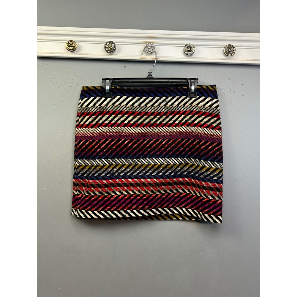 Trina‎ Turk Skirt Womens 8 Multi Color Chevron Stripe Woven Mini Skirt